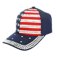 U.S.A FLAG RHINESTONE STUDDED BASEBALL CAP